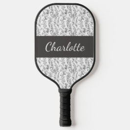 Schwarz-Weiß Chic Toile Blumenmuster mit individue Pickleball Schläger