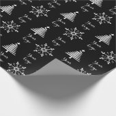 Schwarz-weiß-Chic Weihnachtsbaum - Kundenlogo Geschenkpapier (Ecke)