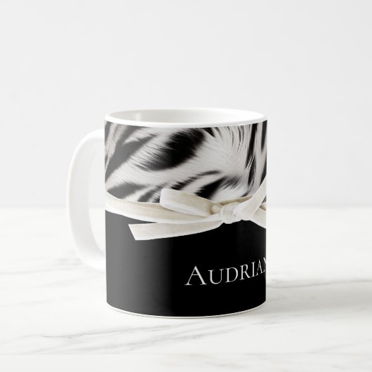 Schwarz-weiß Chic Zebra Print Bow Kaffeetasse (Vorderseite Links)