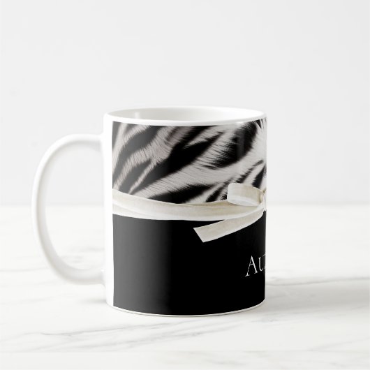 Schwarz-weiß Chic Zebra Print Bow Kaffeetasse (Links)
