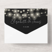 Schwarz-Weiß-Chic-Zeichenketten-Hochzeit All In One Einladung (Rückseite)