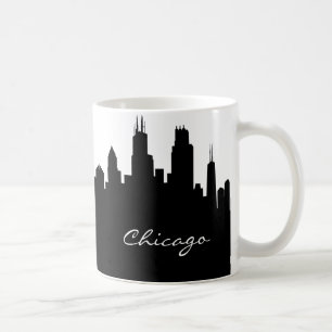 Schwarz-Weiß-Chicago-Skyline Kaffeetasse