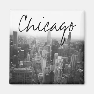 Schwarz-Weiß-Chicago-Skyline Magnet