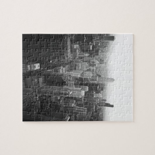 Schwarz-Weiß-Chicago-Skyline Puzzle (Horizontal)