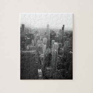 Schwarz-Weiß-Chicago-Skyline Puzzle