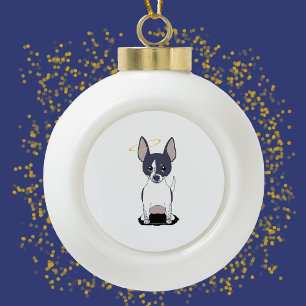 Schwarz-weiß Chihuahua Angel Keramik Kugel-Ornament