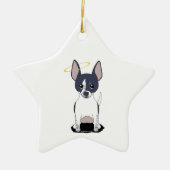 Schwarz-weiß Chihuahua Angel Keramikornament (Vorne)