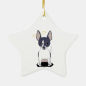 Schwarz-weiß Chihuahua Angel Keramikornament (Hinten)