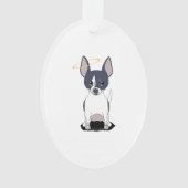 Schwarz-weiß Chihuahua Angel Ornament (Vorderseite)