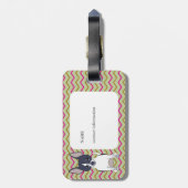 Schwarz-Weiß-Chihuahua-Rosa-Grün-Gold Zickzack Gepäckanhänger (Rückseite vertikal)