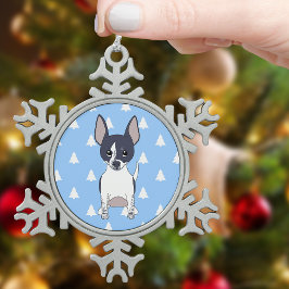 Schwarz-Weiß Chihuahua Weihnachtsbaummuster Schneeflocken Zinn-Ornament