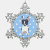 Schwarz-Weiß Chihuahua Weihnachtsbaummuster Schneeflocken Zinn-Ornament (Vorderseite)