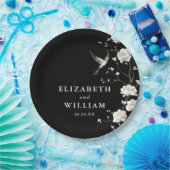 Schwarz-Weiß Chinoiserie Blumengarten Hochzeit Pappteller (Party)