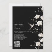 Schwarz-Weiß-Chinoiserie Blumenkode QR Hochzeit Einladung (Rückseite)