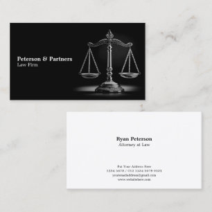 Schwarz-Weiß-Chrome-Skala der Gerechtigkeit auf sc Visitenkarte