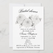 Schwarz-Weiß-Chrysanthemum-Brautparty-invita Einladung (Vorderseite)