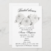 Schwarz-Weiß-Chrysanthemum-Brautparty-invita Einladung (Vorne/Hinten)