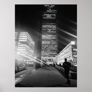 Schwarz-Weiß-City-Lights-Poster Poster