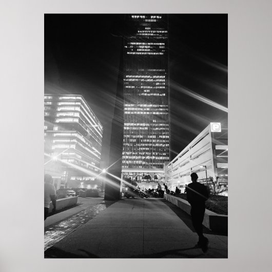 Schwarz-Weiß-City-Lights-Poster Poster (Vorne)