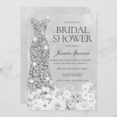 Schwarz/Weiß Classic Dress Vintages Brautparty Einladung (Vorne/Hinten)