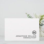 Schwarz-weiß-Classic-Monogramm Briefpapier (Stehend Vorderseite)