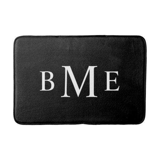 Schwarz-Weiß-Classic-Monogramm | Editierbare Farbe Badematte (Vorderseite)