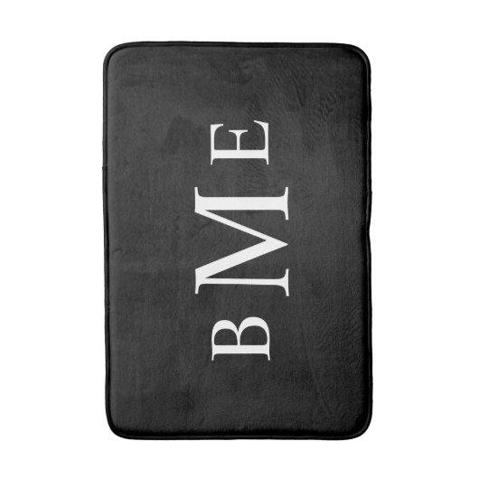 Schwarz-Weiß-Classic-Monogramm | Editierbare Farbe Badematte (Vorderseite Vertikal)