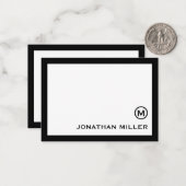 Schwarz-weiß-Classic-Monogramm Mitteilungskarte (Vorderseite/Rückseite Beispiel)