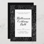 Schwarz-Weiß-Cobweb-Halloween-Ball laden Einladung (Vorne/Hinten)
