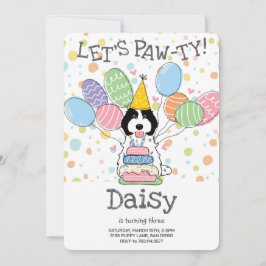 Schwarz-weiß Cockapoo Cavapoo Dog Geburtstagsparty Einladung