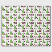 Schwarz-weiß Cocker Spaniel, Vogel, Weihnachtsbaum Geschenkpapier (Flach)