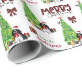 Schwarz-weiß Cocker Spaniel, Vogel, Weihnachtsbaum Geschenkpapier (Rolleneckpunkt)