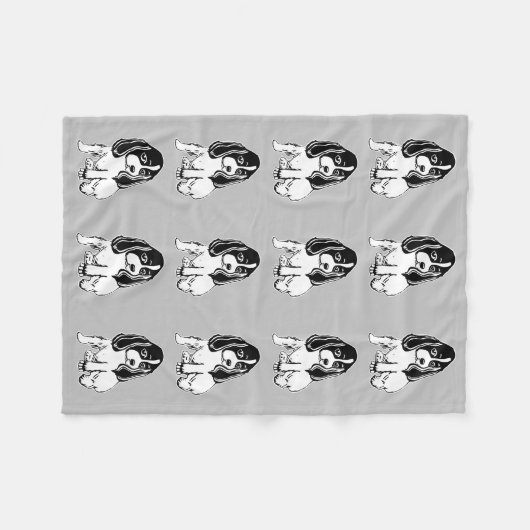 Schwarz-Weiß-Cocker-Spaniels Grau Fleecedecke (Vorderseite (Horizontal))