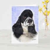 Schwarz/Weiß Cocker Spanisch Karte (Gelbe Blume)