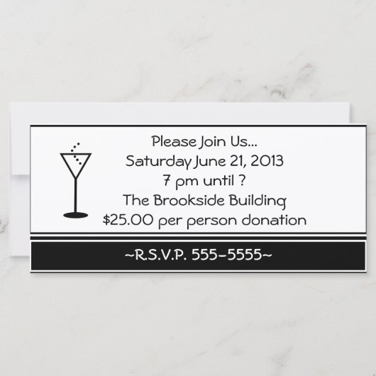 Schwarz-Weiß-Cocktail-Party Einladung (Rückseite)