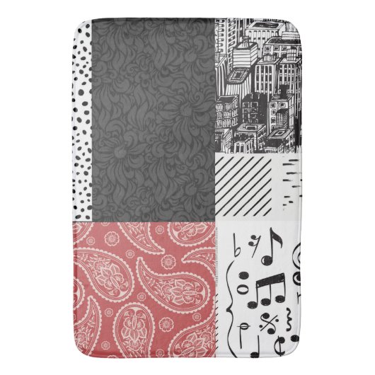 Schwarz-Weiß-Collage Badematte (Vorderseite Vertikal)