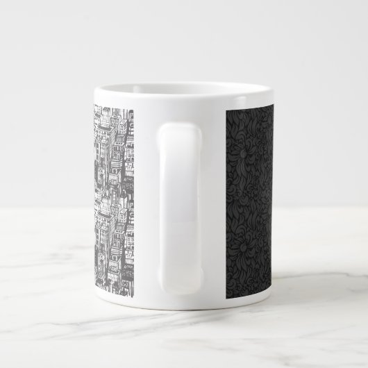Schwarz-Weiß-Collage Jumbo-Tasse (Rückseite)