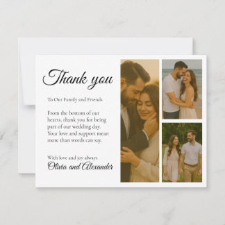 Schwarz-Weiß-Collage Wedding Danke-Card Save The Date