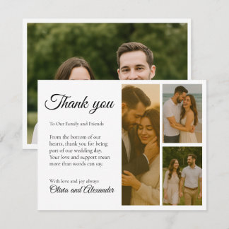 Schwarz-Weiß-Collage Wedding Danke-Card Save The Date