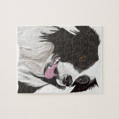 Schwarz-Weiß-Collibraun-Augen Puzzle (Horizontal)