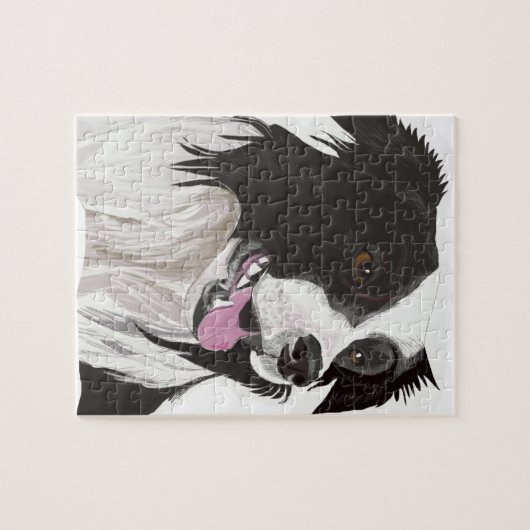 Schwarz-Weiß-Collibraun-Augen Puzzle (Horizontal)