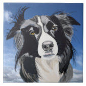 Schwarz-Weiß-Collie Fliese (Vorderseite)
