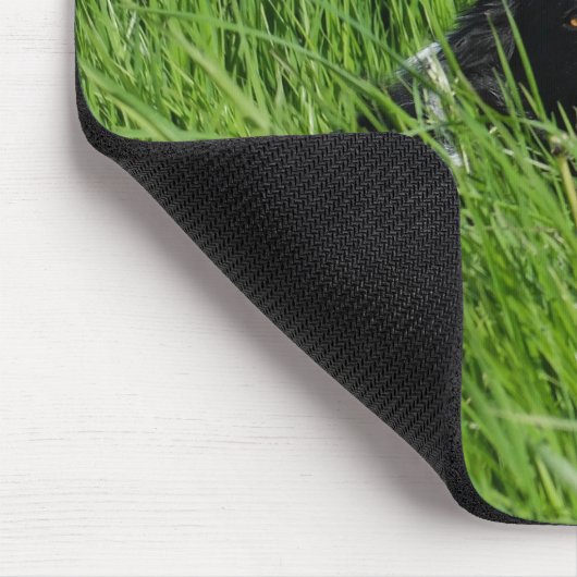 Schwarz-Weiß-Collie im Gras Mousepad (Ecke)