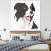 Schwarz-Weiß-Collie mit Blue Eyes Portrait. Leinwanddruck (Insitu (Schlafzimmer))