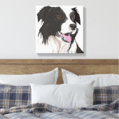 Schwarz-Weiß-Collie mit Braunaugen-Portrait Leinwanddruck (Insitu (Schlafzimmer))