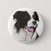 Schwarz-Weiß-Collie mit braunen Augen Button (Vorderseite)