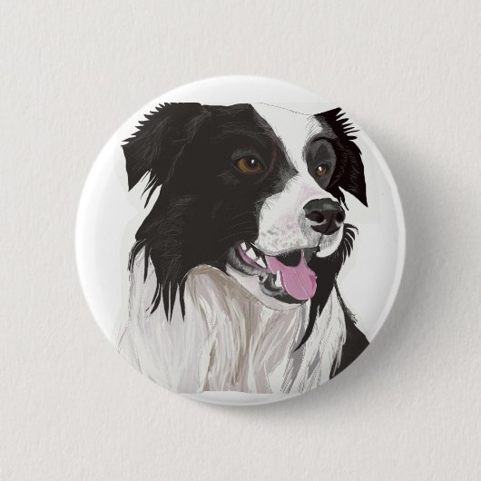Schwarz-Weiß-Collie mit braunen Augen Button (Vorderseite)