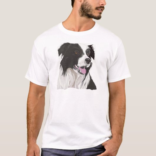 Schwarz-Weiß-Collie mit braunen Augen T-Shirt (Vorderseite)