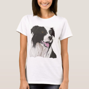 Schwarz-Weiß-Collie mit braunen Augen T-Shirt