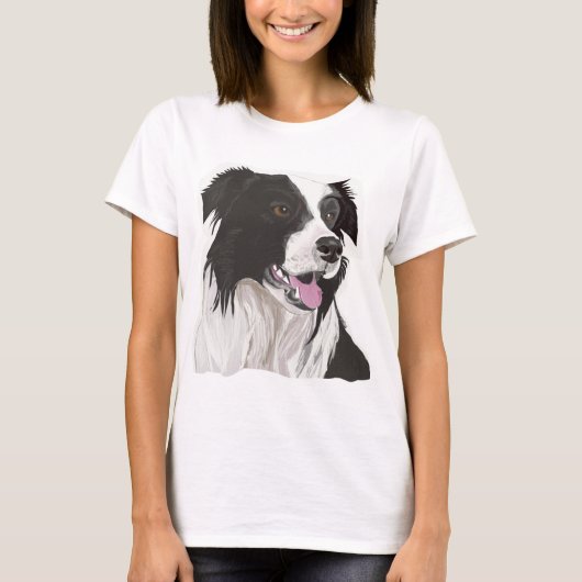 Schwarz-Weiß-Collie mit braunen Augen T-Shirt (Vorderseite)